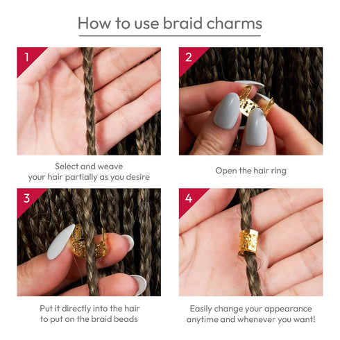 RED by KISS Hair Jewelry for Women, Complete DIY Kit of Hair Charms Beads Cuffs for Decoration