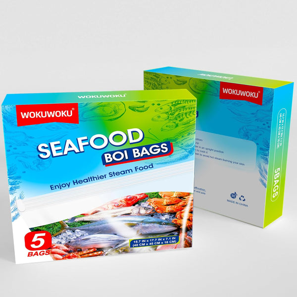 WOKUWOKU Seafood Boil Bags Medium Size Boil Bag for Fish, Crab, Shrimp, and
