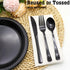 150 Pack Black Plastic Silverware Set, 50 Forks, 50 Knives, 50 Spoons for Graduation Party, Wedding, Birthday