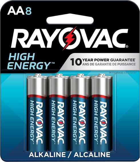 Rayovac High Energy AA Batteries (8 Pack), Double A Alkaline Batteries