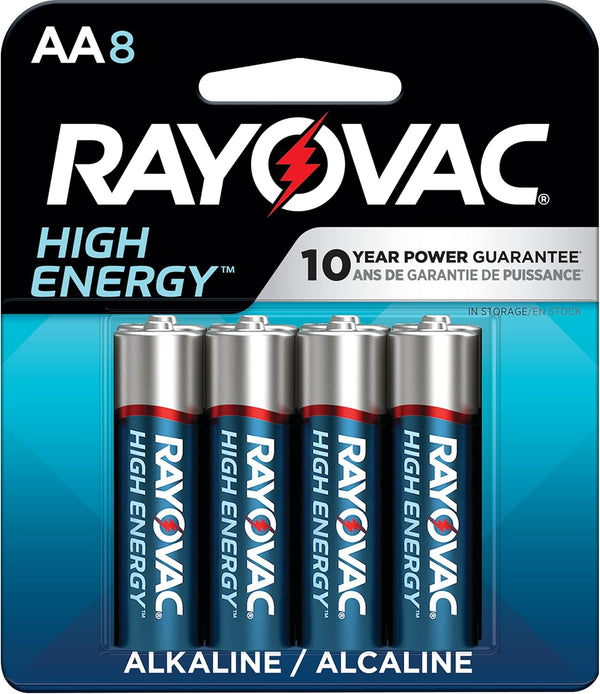 Rayovac High Energy AA Batteries (8 Pack), Double A Alkaline Batteries