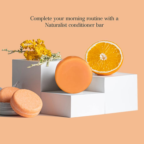 Naturalist Solid Shampoo Bar - 100% Organic, Plant Based, SLS Free, Vegan, Eco Friendly, Safe for Travel (Orange Mood)