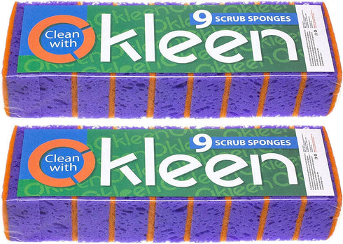 Multi Use Scrub Sponges 18 Pack, Purple and Orange, 4.3x2.8x1.4 inches, Heavy Duty Non Scratch Fiber, Odorless, Durable