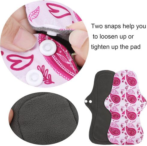 PHOGARY (7 1), Set Reusable Menstrual Pads in Bamboo Cloth Pads for Heavy Flow with Wet Bag, Washable Overnight Cloth