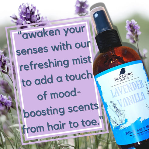 BLUEBYRD Soap Co. Lavender Vanilla Fragrance for Hair and Body - Alcohol Free Hair Perfume