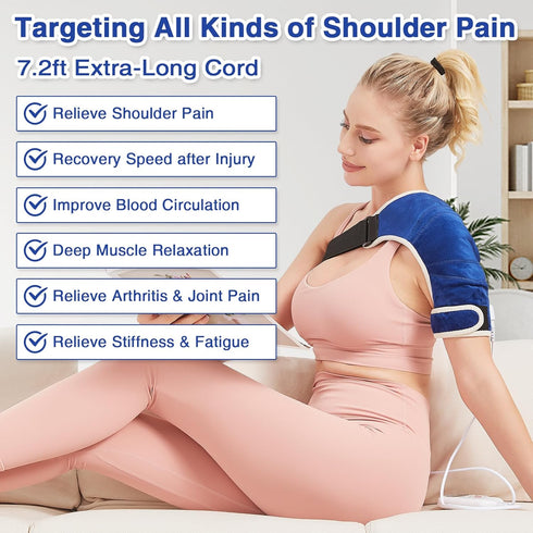 1 Pack Shoulder Heating Pad for Rotator Cuff - Heated Wrap Brace for Pain Relief - 90Mins Auto-Off Heating Pad for