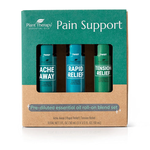 Plant Therapy Pain Support Essential Oil Roll On Blend Set, 10 mL Each of Ache Away, Rapid Relief