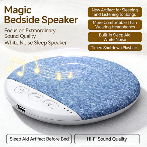 White Noise Sound Machine Pillow Speaker for Sleeping Under Pillow Bluetooth Speaker Headphone-Free Sleep Speaker