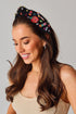 Teacher Headband Accessories, Colorful Rhinestone Crystal Jeweled Black Wide Top Knot FRI-YAY TEACHER Charm