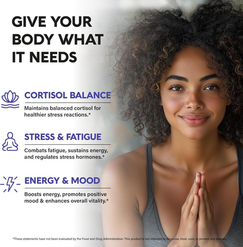 Cortisol Supplement 600 mg 60 Capsules - 11-in-1 Hormone Balance for Women, Mood, Focus, Sleep Support, Vegan, Non-GMO