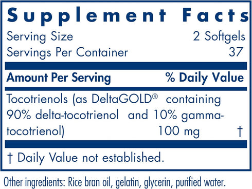 Allergy Research Group Delta-Fraction Tocotrienols Supplement, 50 mg Vitamin E, 75 Count Softgels