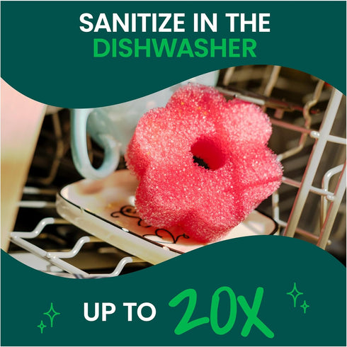 Scratch,1 Scotch-Brite Flex Scrub, Pink, Non-Scratch Dish Sponge with Flexible Shape, Non- Kitchen Sponge