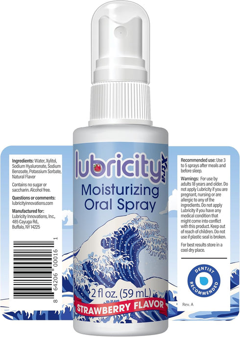 Dry Mouth Spray with Hyaluronic Acid and Xylitol, Strawberry Flavor, Advanced Formula, Saliva Substitute for Dry Mouth