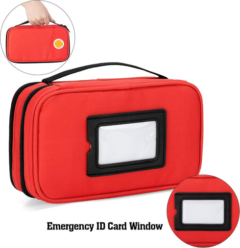 CURMIO Insulated Insulin Cooler Travel Case, Double Layer Storage Bag for Diabetic Supplies, Red, Empty Bag Only