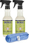 Mrs. Meyers Multi-Surface All Purpose Cleaner Set, 2 Pack Spray and Cloth Bundle for Bathroom, Living Room, 16 oz,