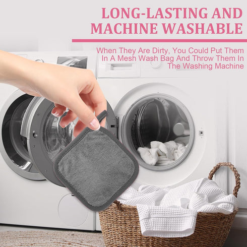 Makeup Remover Cloth, 12 Pack, Ultra Soft Reusable Microfiber Towels for All Skin Types, Grey