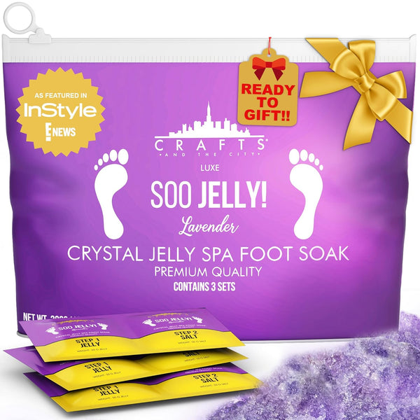 SOO Jelly Pedicure Packs - Moisturizing Foot Soak for Feet, Jelly Spa Pedi Soak, Foot Gel for Soaking - Lavender