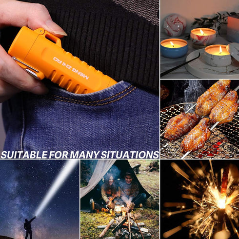Outdoor Waterproof Lighter, Double Arc Plasma Lighter with LED Flashlight, USB Rechargeable, Windproof Flameless
