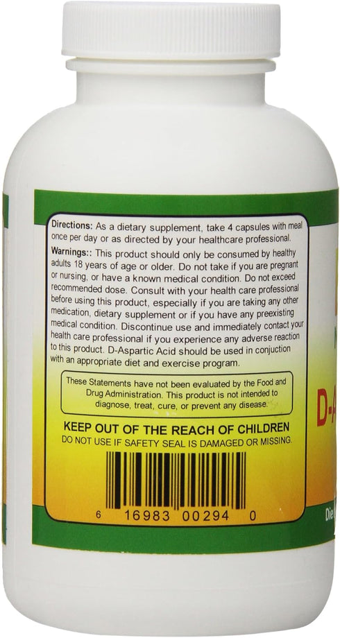 D-Aspartic Acid Dietary Supplement, 3000 mg, 200 Count