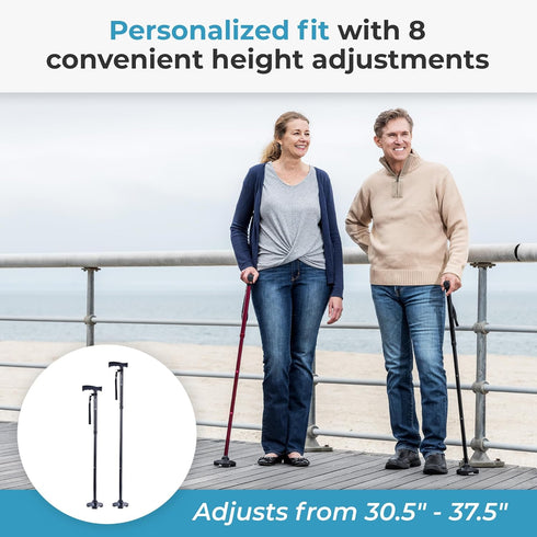 HurryCane Freedom Edition Walking Cane, Foldable with T Handle