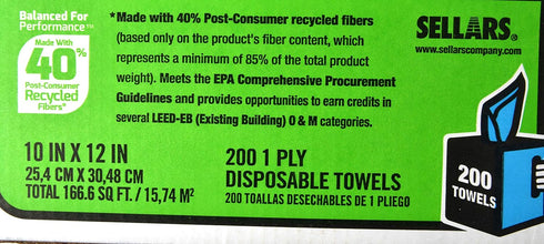 Sellars Wipers & Sorbents TOOLBOX Z400 1 Count 200 Box of Center Pull Shop Towels - Box - Towels