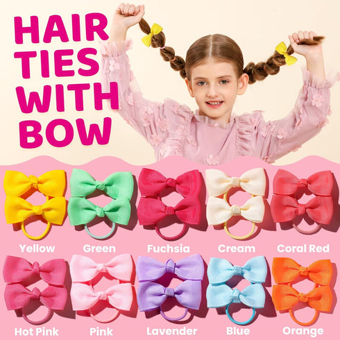 YGDZ Hair Accessories Set: 300 Elastic Rubber Bands, 150 Small Hair Ties, 100 Bands for Thin Hair, 20 Baby Hair Bows