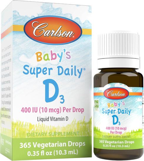 Carlson - Baby's Super Daily D3, 400 IU (10 mcg) per Drop, 365 Drops, Vegetarian Liquid Vitamin D