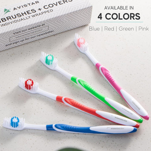 104 Pack Bulk Toothbrushes with Cover Caps, Individually Wrapped Disposable Travel Toothbrush, 4 Colors (Red Green Blue