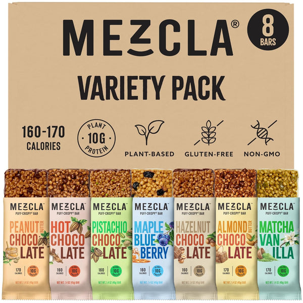 Mezcla Puff-Crispy Plant Based Protein Bars - Variety Pack - Healthy Snacks