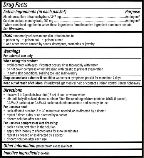 Domeboro Medicated Soak Rash Relief (Burow’s Solution), 12 Count, Pack of 1 - Packaging May Vary