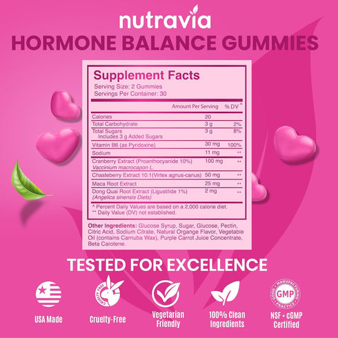 Nutravia Gummies Gummies (60 Gummies) Hormone Balance For Women + PMS Relief Supplement - Supports Mood Swings, Clear