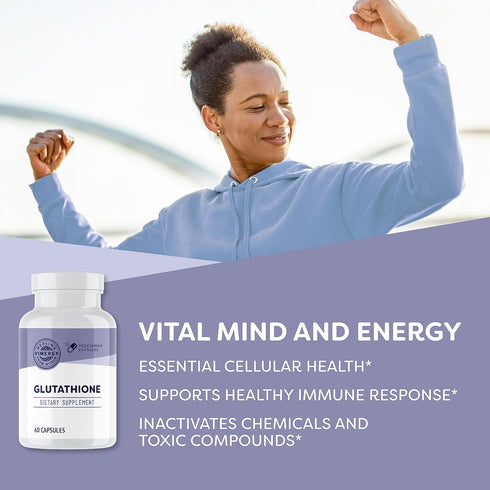 Vimergy Glutathione Capsules - 60 Servings – Natural Immune Supporting, Antioxidant & Detox Supplement, Gluten-Free,