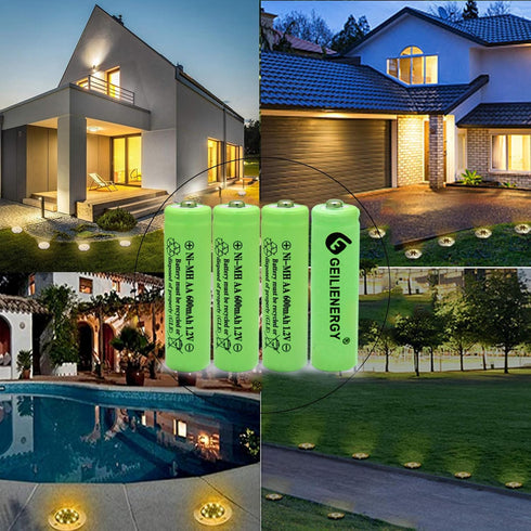 GEILIENERGY NiMH AA 600mAh 1.2V Rechargeable Batteries, 20 Pack for Solar Lights