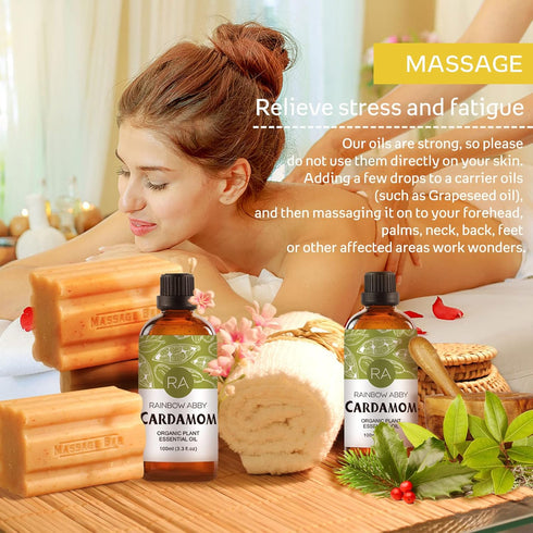 Cardamom Essential Oil (100ML), 100% Pure Natural Organic Aroma for Diffuser, Massage, Skin Care, Yoga