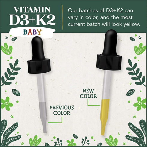 Vitamin D3 and K2 Liquid Drops, Baby Vitamin D Drops with Organic MCT Oil for Healthy Bones