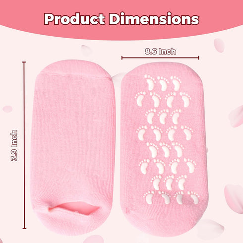 Moisturizing Socks for Dry Cracked Feet - Hydrating Gel Spa Sock, Overnight Foot Moisturizer (1 Pair, Pink)