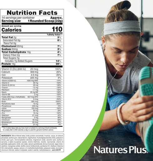 Natures Plus SPIRU-TEIN WHEY Shake - Chocolate, 1 lb Whey Protein Powder with Spirulina, Vitamins & Minerals