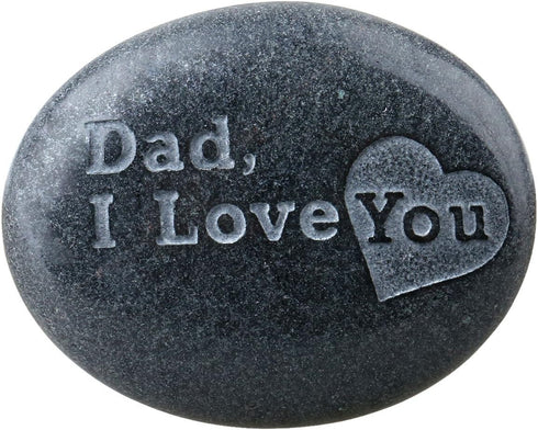 SUNYIK Black Engraved Inspirational Stones for Father's Day, Dad, I Love You, Pack of 1 (1.5-2")