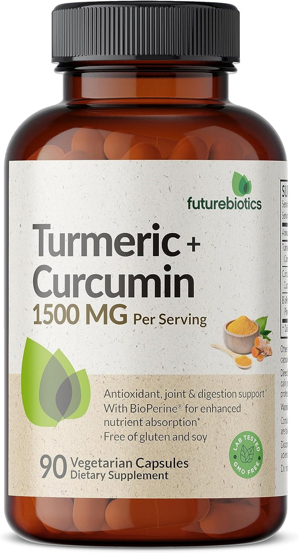 Futurebiotics Turmeric + Curcumin 1500 MG per Serving - Antioxidant, Joint & Digestion Support with BioPerine for