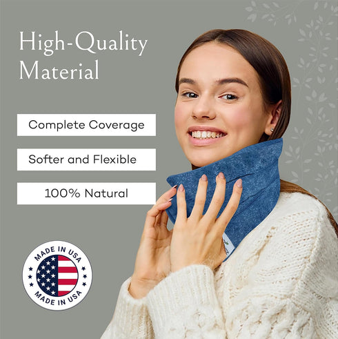 SacksyThyme Microwave Heating Pad for Back, Neck, Menstrual Cramps, Hot Moist Microwavable Therapy Pack - Blue