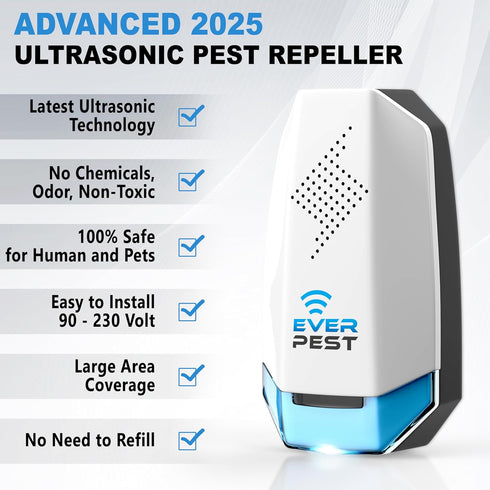 Ultrasonic Pest Control Repeller, Eco-Friendly Plugin for Mice, Rat, Flea, Cockroach, 2 Pack