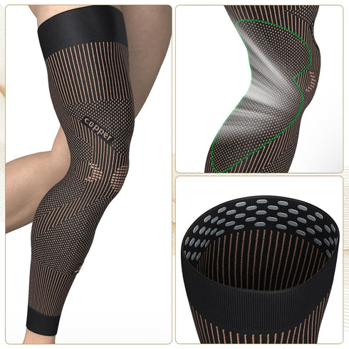Inflammation, NEENCA Copper Compression Leg Sleeve, Ultra-thin Full Leg Sleeve with Copper Ions Infused Fabric for Knee