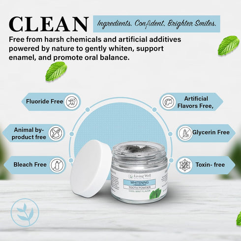Living Well with Dr. Michelle Remineralizing & Whitening Tooth Powder Cool Mint | Fluoride-Free Hydroxyapatite Formula