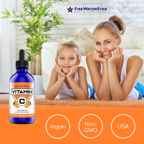 FWS Liquid Vitamin C Drops - Bioactive Vitamin C Liquid Supplement for Adults and Kids, Organic, Non-GMO