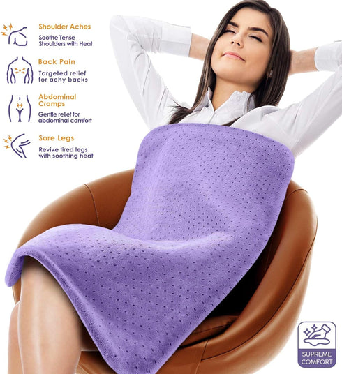 Heating Pad for Back Pain Relief, 33"x17" Electric Heating Pad for Shoulder, Neck, Cramp, Menstrual Pain, 6 Heat