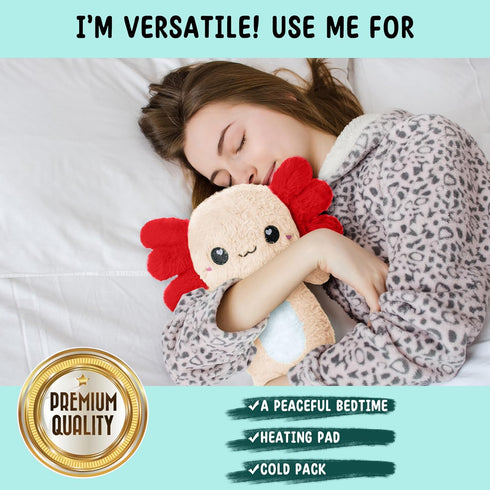 Axolotl Microwavable Unscented 1.5 lbs Heating Pad, Cute Soft Cozy Pillow Plush Heatable Warm Stuffed Animal, Kawaii