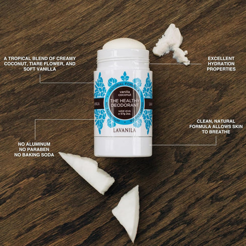 Lavanila Vanilla Coconut Deodorant for Women – 2-Pack (2 Oz Each) – Natural Aluminum Free Solid Stick, Vegan, Made in