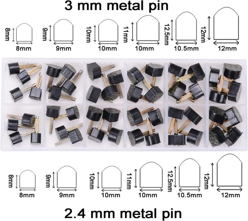 24 Pairs High Heel Tips Shoes Replacement Tap Caps, 6 Sizes, U-Shape, Black, 8/9/10/11/12/12.5mm