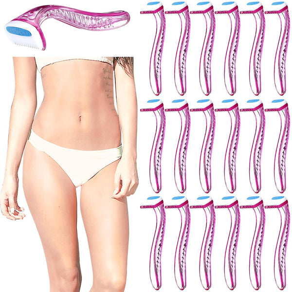 Honoson 16 Pieces Disposable T Type Bikini Razors for Women, Durable Travel Beauty Tool for Pubic Hair Removal (Rose