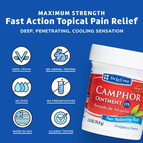 De La Cruz Cream, Maximum Strength Muscle and Joint Camphor Ointment, 5.5 oz Jumbo Jar